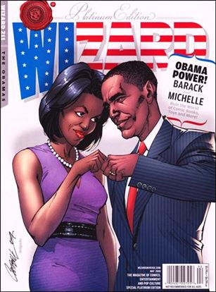 Wizard: The Magazine of Comics, Entertainment and Pop Culture issue 211.1 Platinum Edition J. Scott Campbell Obamas Cover