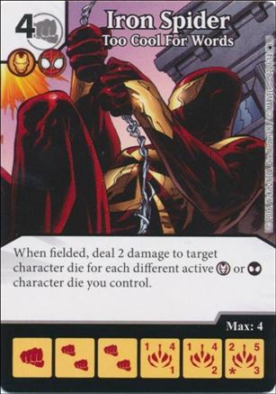 Marvel Dice Masters Iron Man and War Machine Starter Set card 12 Iron Spider - Too Cool for Words 
