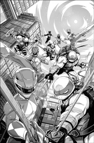 Mighty Morphin Power Rangers / Teenage Mutant Ninja Turtles III issue 1-G Alessio Zonno B&W Virgin 1:10 Cover