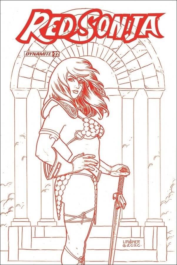 Red Sonja (2019) issue 22-P Joseph Michael Linsner 1:25 Red Line Art Cover