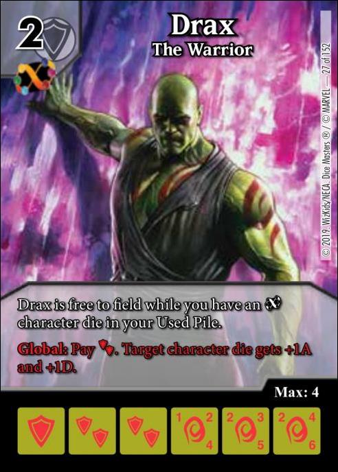 Marvel Dice Masters  Avengers Infinity Gauntlet card 27 Drax: The Warrior