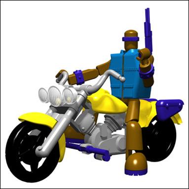 Stikfas Deluxe Pack figure 3-B Alpha Male with Motorcycle (Yellow)
