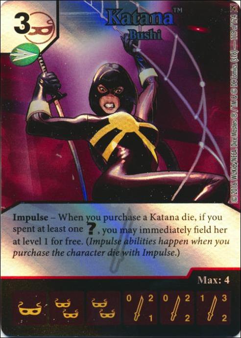 DC Comics Dice Masters Green Arrow and The Flash card 119 Katana: Bushi