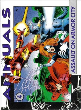 Marvel 1992 Annuals Checklists (Promo) card 4 Assault on Armor City