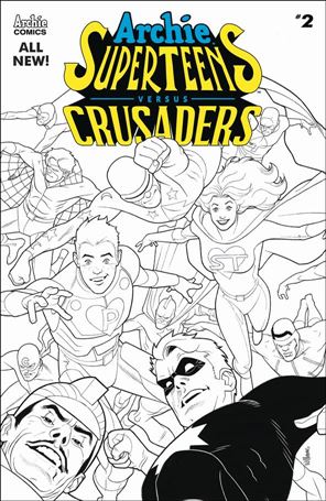 Archie's Superteens Versus Crusaders issue 2-B David Williams Wraparound Black & White Cover