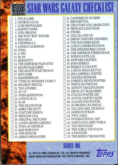 Star Wars Galaxy: Series 1 (Factory Base Set) card 140 Checklist