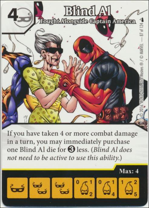Marvel Dice Masters Deadpool card 87 Blind Al: Fought Alongside Captain America 