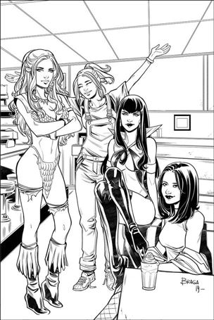 Red Sonja and Vampirella Meet Betty and Veronica issue 11-F Laura Braga 1:7 Black & White Virgin Cover