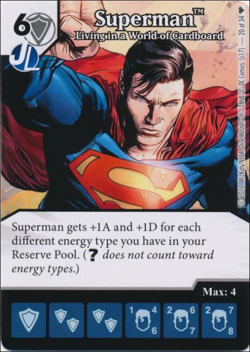 DC Comics Dice Masters Superman and Wonder Woman Starter Set card 20 Superman: Living in a World of Cardboard 