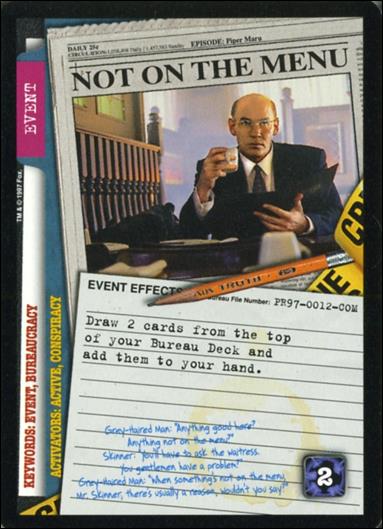 X-Files (Promo) card PR97-12-COM Not On The Menu
