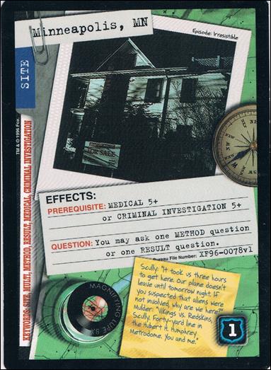 X-Files: Premiere Edition (Base Set) card XF96-0078v1 Minneapolis, MN