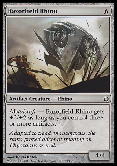 Magic the Gathering: Mirrodin Besieged (Base Set) card 127 Razorfield Rhino