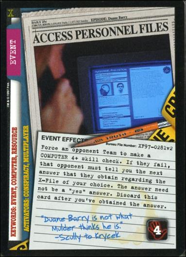X-Files: The Truth Is Out There (Base Set) card XF97-0281v2 Access Personnel Files