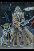 Star Wars Galaxy: Series 1 (Foil Subset) card 5 Obi-Wan Kenobi and Yoda - Etched Foil