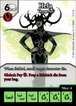 Marvel Dice Masters  Avengers Infinity Gauntlet card 72 Hela: Vengeful