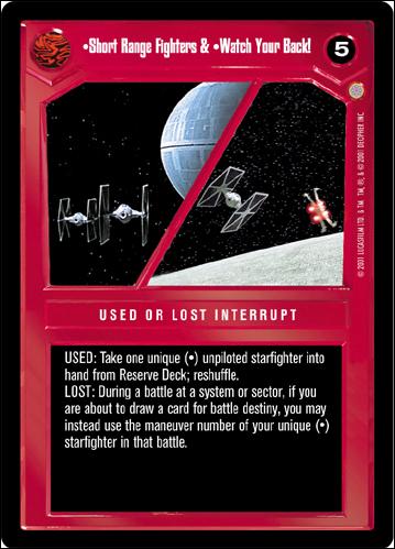 Star Wars: Coruscant Limited (Base Set) card 66 Short Range Fighters & Watch Your Back!