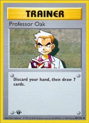 Pokemon (Base Set) card 88/102 Professor Oak (1st Edition) - Shadowless