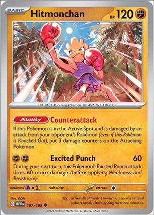 Pokemon: Scarlet & Violet - 151 (Base Set) card 107/165-B Hitmonchan (Reverse Holofoil)