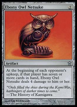 Magic the Gathering: Saviors of Kamigawa (Base Set) card 154 Ebony Owl Netsuke