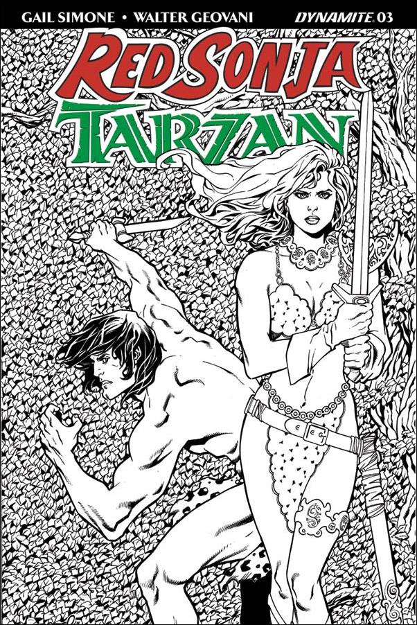 Red Sonja / Tarzan issue 3-G Aaron Lopresti 1:30 Black & White Cover