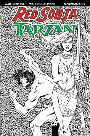 Red Sonja / Tarzan issue 3-G Aaron Lopresti 1:30 Black & White Cover