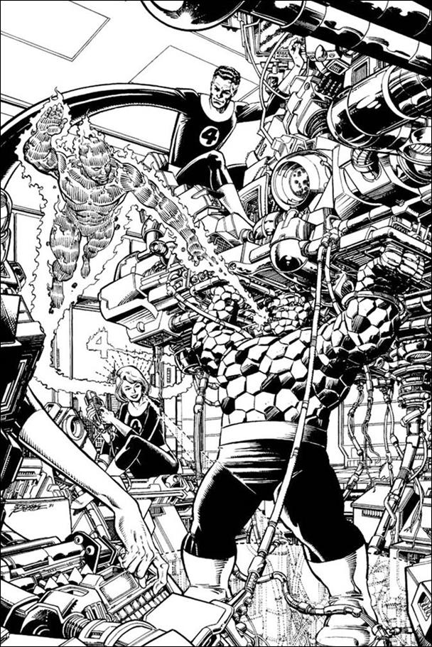 Fantastic Four (2018) issue 1-SF George Perez Remastered 1:1000 B&W Cover