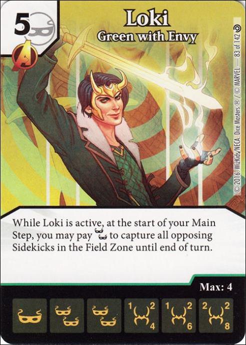 Marvel Dice Masters Civil War card 83 Loki: Green with Envy