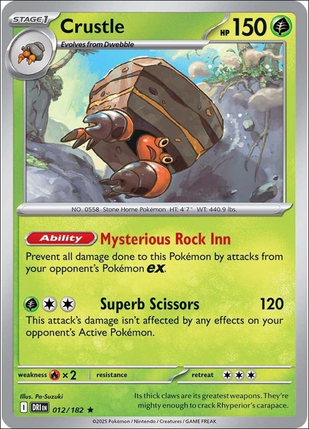 Pokemon: Scarlet & Violet - Destined Rivals card 012/182-B Crustle (Reverse Holofoil)