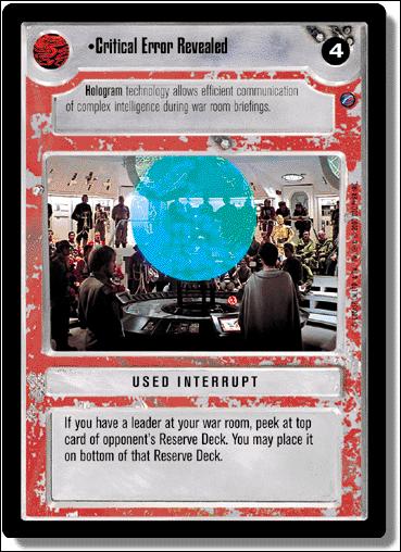 Star Wars: Death Star II Limited (Base Set) card 140 Critical Error Revealed