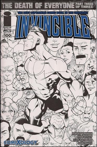 Invincible issue 100-J Ryan Ottley Comixology Black & White Cover 1/500