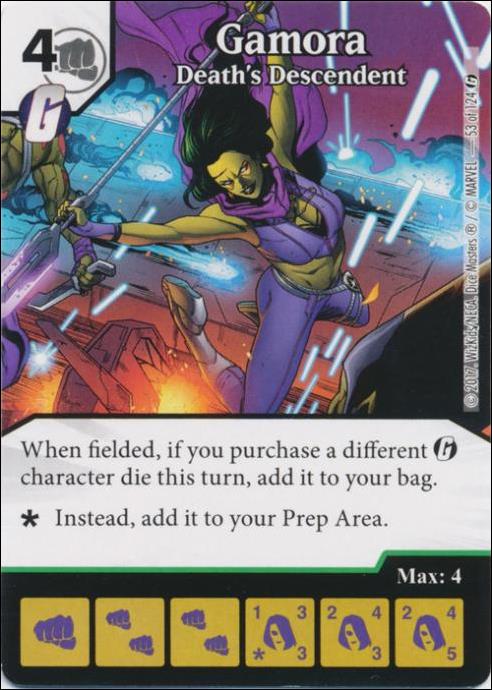 Marvel Dice Masters Guardians of the Galaxy  card 53 Gamora: Death's Descendant 