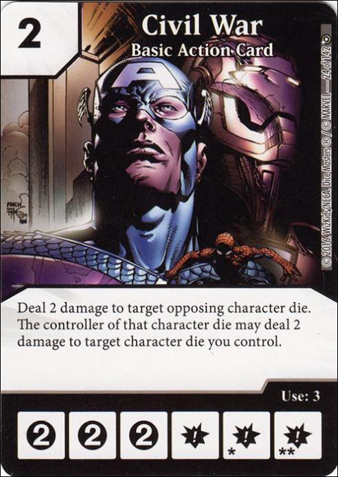 Marvel Dice Masters Civil War card 24 Civil War: Basic Action Card