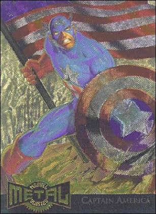 Marvel Metal (Metal Blasters Subset) card 2-B Captain America (Gold Foil)