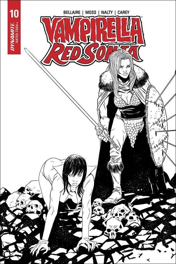 Vampirella / Red Sonja issue 10-I Drew Moss 1:10 Black & White Cover