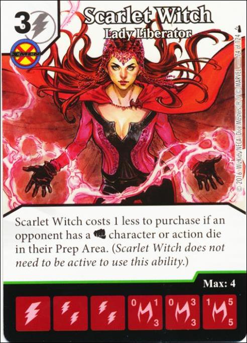 Marvel Dice Masters Deadpool card 74 Scarlet Witch: Lady Liberator