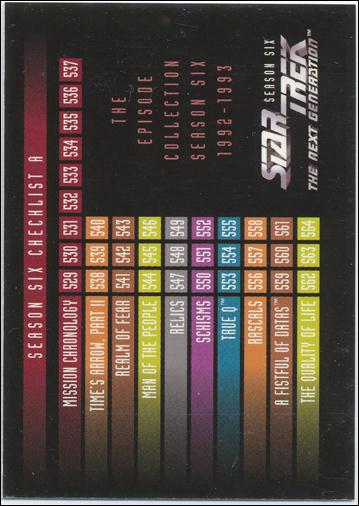 Star Trek: The Next Generation - The Episode Collection Season Six (Base Set) card 616 Season Six Checklist A