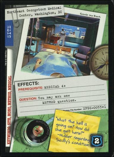 X-Files: Premiere Edition (Base Set) card XF96-0055v1 Northeast Georgetown Medical Center, Washington,DC