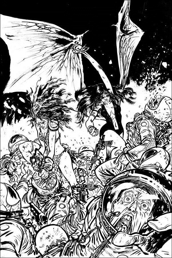 Vampirella / Red Sonja issue 3-I Daniel Warren Johnson 1:11 B&W Virgin Cover
