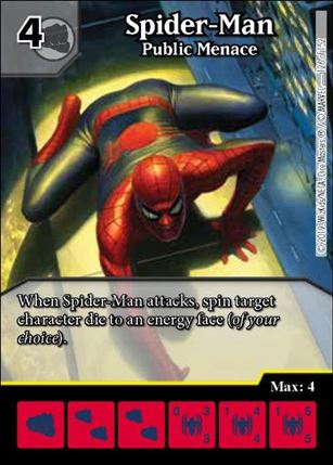 Marvel Dice Masters  Avengers Infinity Gauntlet card 126 Spider-Man: Public Menace