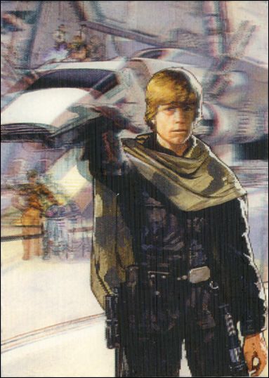 Star Wars Vehicles (3D Subset) card 01 Luke and Shuttle (Left Half of Paired Image)