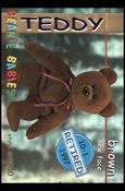 Beanie Babies Series 1 (Retired Beanies Subset) card 21-B Teddy Brown New Face Blue Lettering