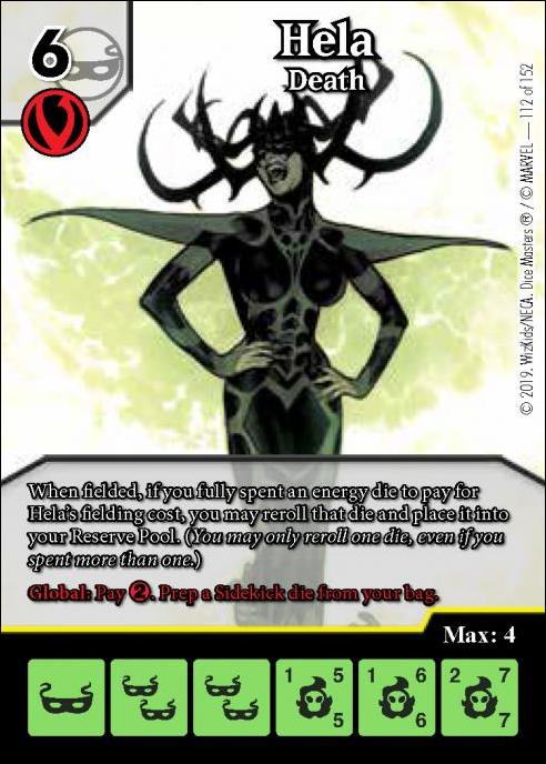 Marvel Dice Masters  Avengers Infinity Gauntlet card 112 Hela: Death