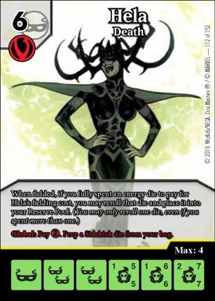 Marvel Dice Masters  Avengers Infinity Gauntlet card 112 Hela: Death