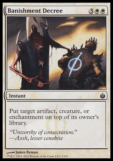 Magic the Gathering: Mirrodin Besieged (Base Set) card 3 Banishment Decree