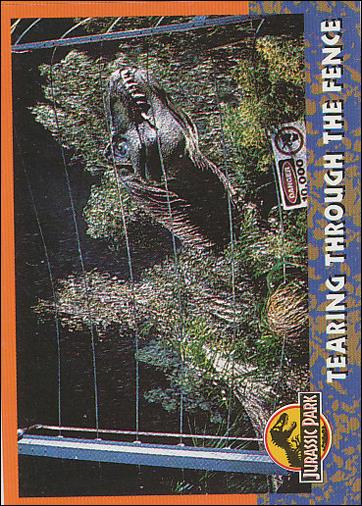 Jurassic Park (Base Set) card 31 Tearing Through the Fence