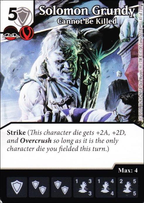 DC Comics Dice Masters Justice card 41 Solomon Grundy: Cannot Be Killed