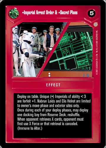 Star Wars: Coruscant Limited (Base Set) card 37 Imperial Arrest Order & Secret Plans