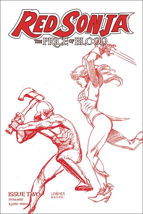 Red Sonja: Price of Blood issue 2-R Joseph Michael Linsner Red Line Art Cover