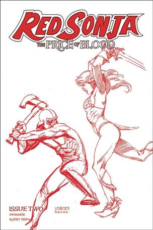 Red Sonja: Price of Blood issue 2-R Joseph Michael Linsner Red Line Art Cover