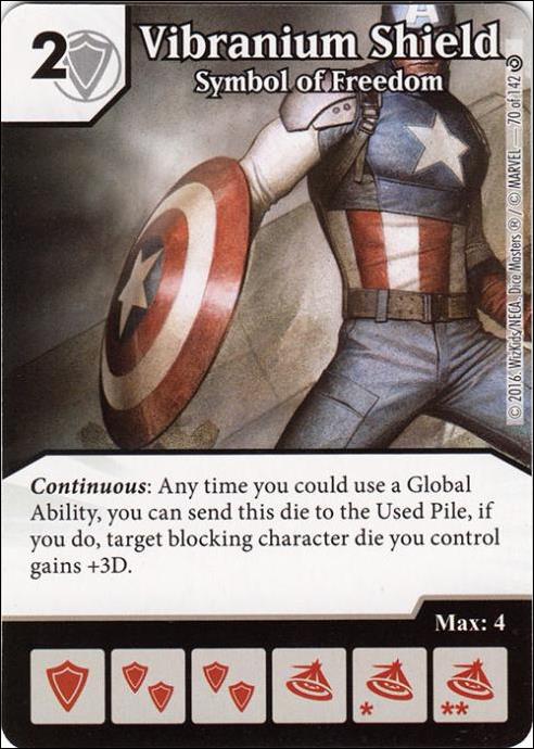 Marvel Dice Masters Civil War card 70 Vibranium Shield: Symbol of Freedom